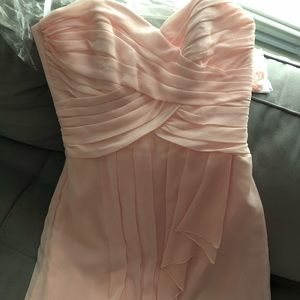 David’s Bridal Strapless Crinkled Chiffon Dress